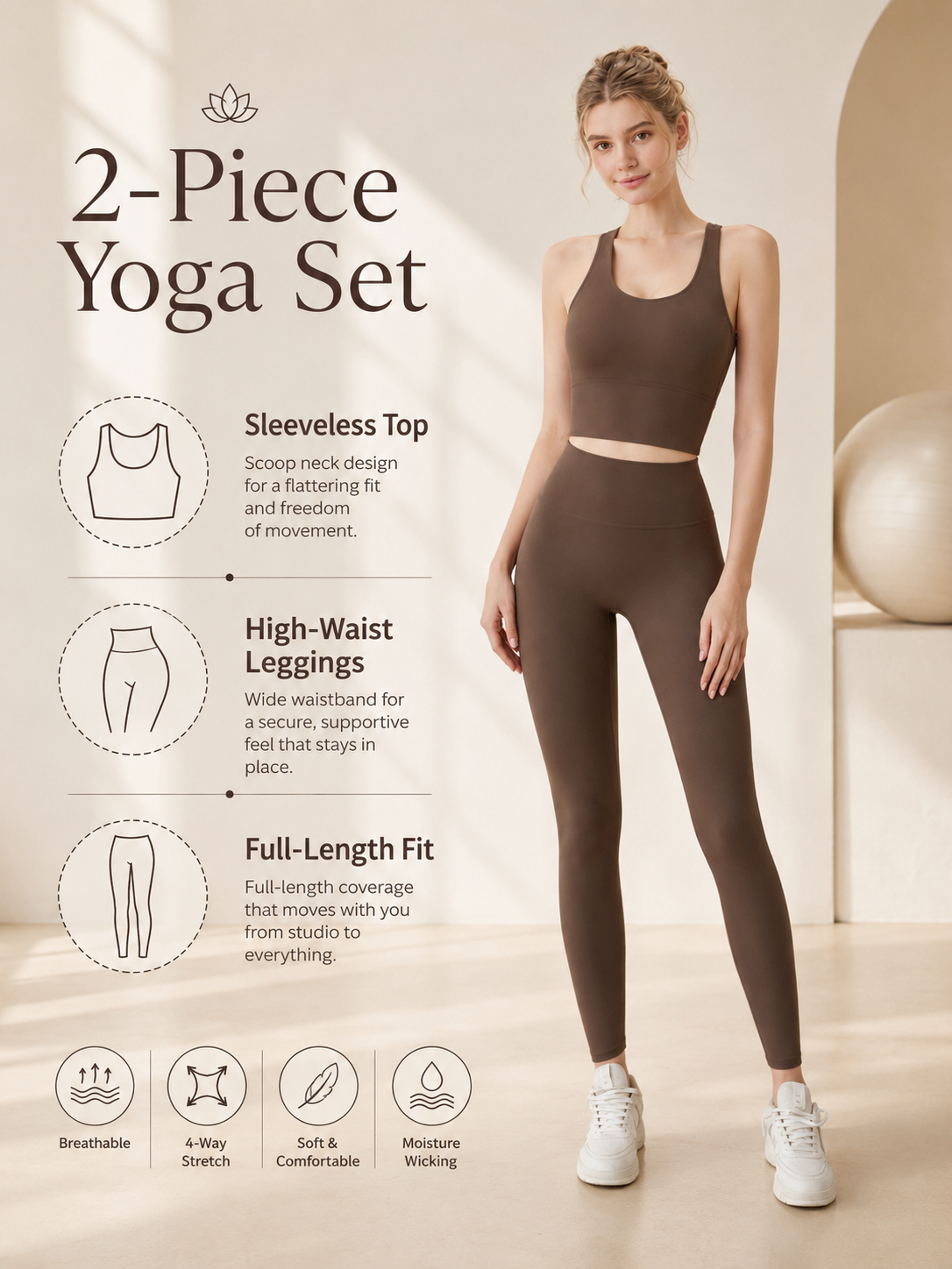 Women's Padded 2 Piece Yoga Set for Yoga, Workout & Athleisure