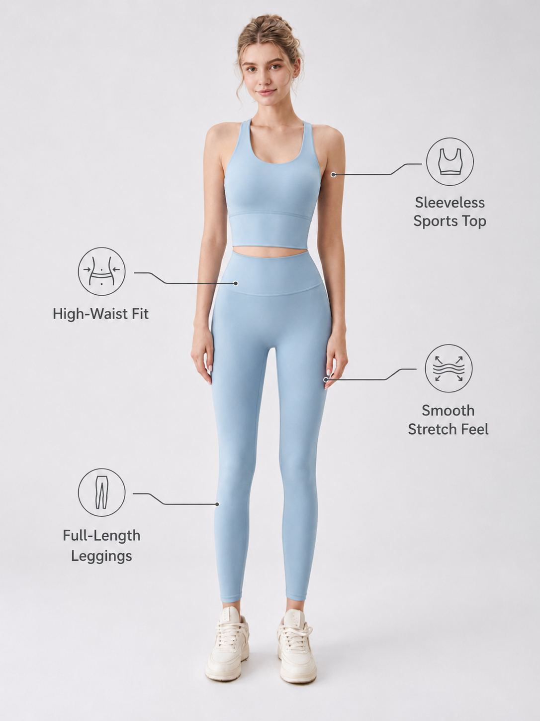 Women's Sleeveless Padded Yoga Set with Full-Length Leggings