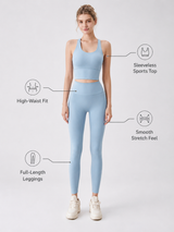 Women's Sleeveless Padded Yoga Set with Full-Length Leggings