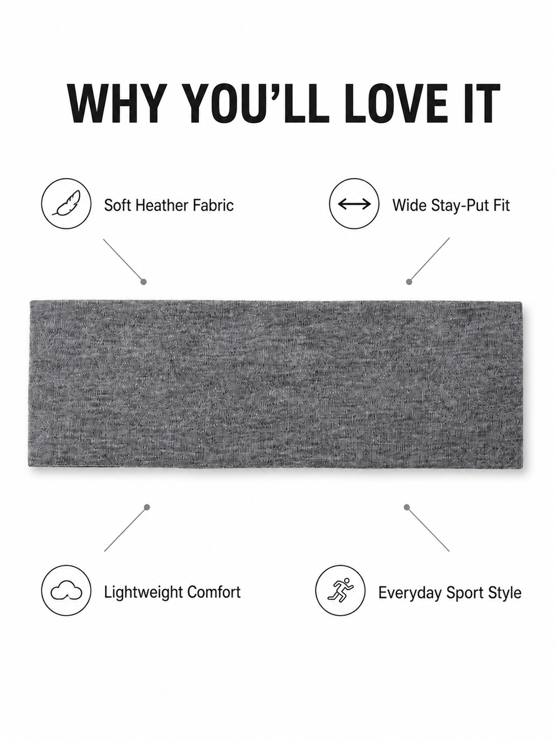 Unisex Wide Stretch Sports Headband for Workouts, Yoga & Running