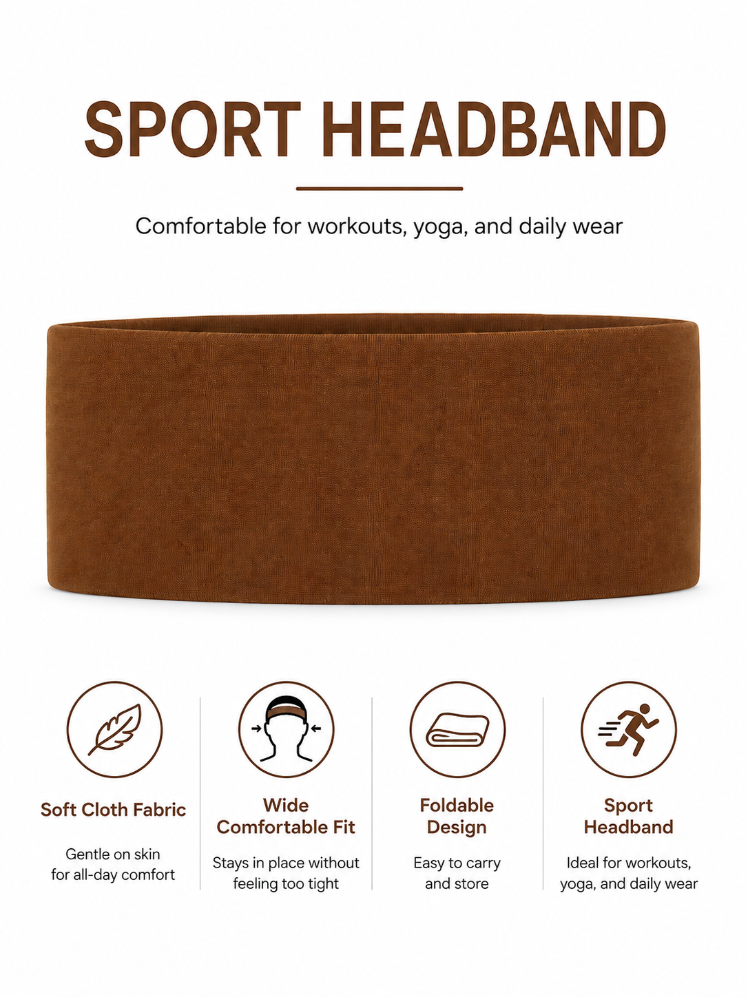 FlexCore Unisex Wide Stretch Sports Headband for Workout Yoga Running