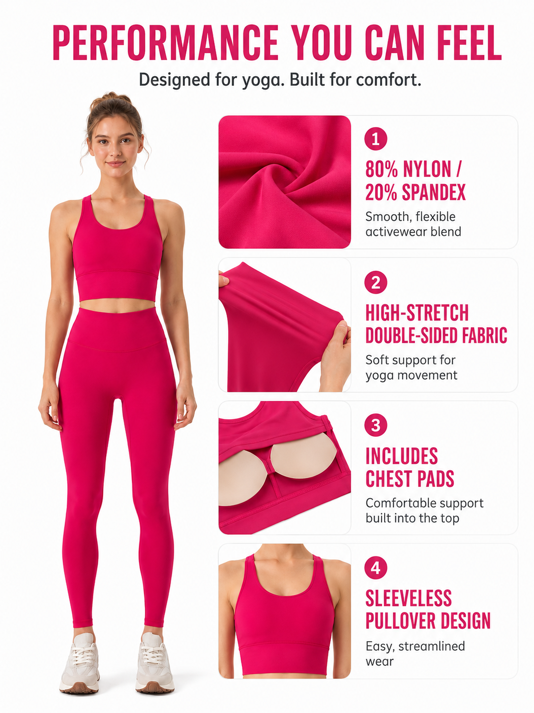 Women's 2 Piece Yoga Set with Leggings & Sports Top for Workouts