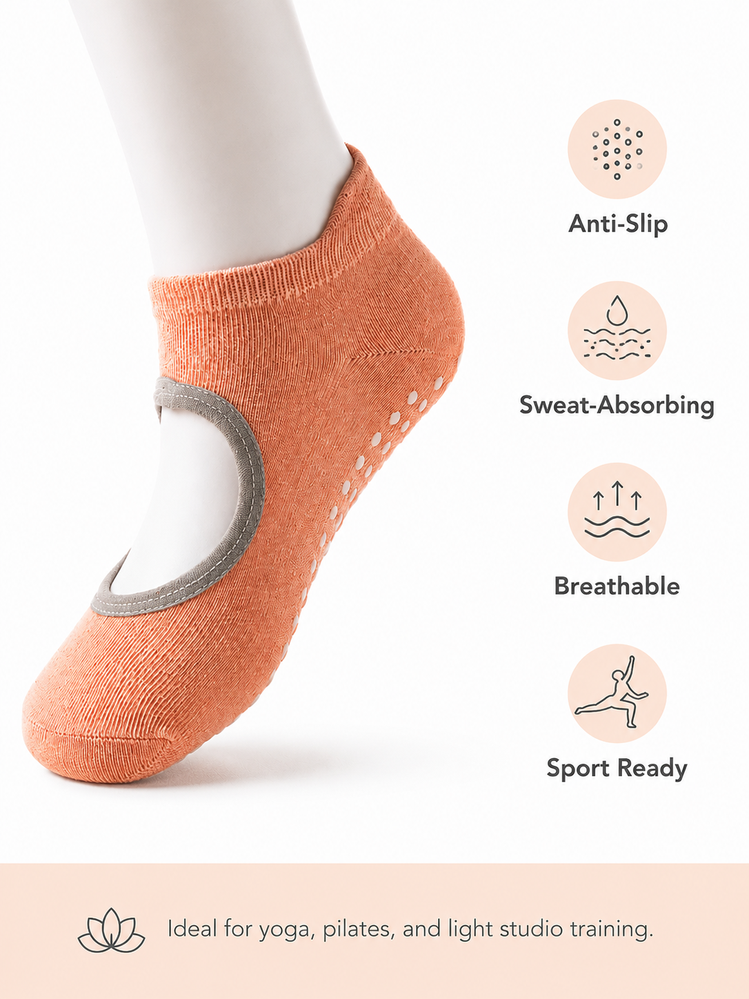 Women's Non-Slip Open Back Grip Socks for Yoga Pilates Barre