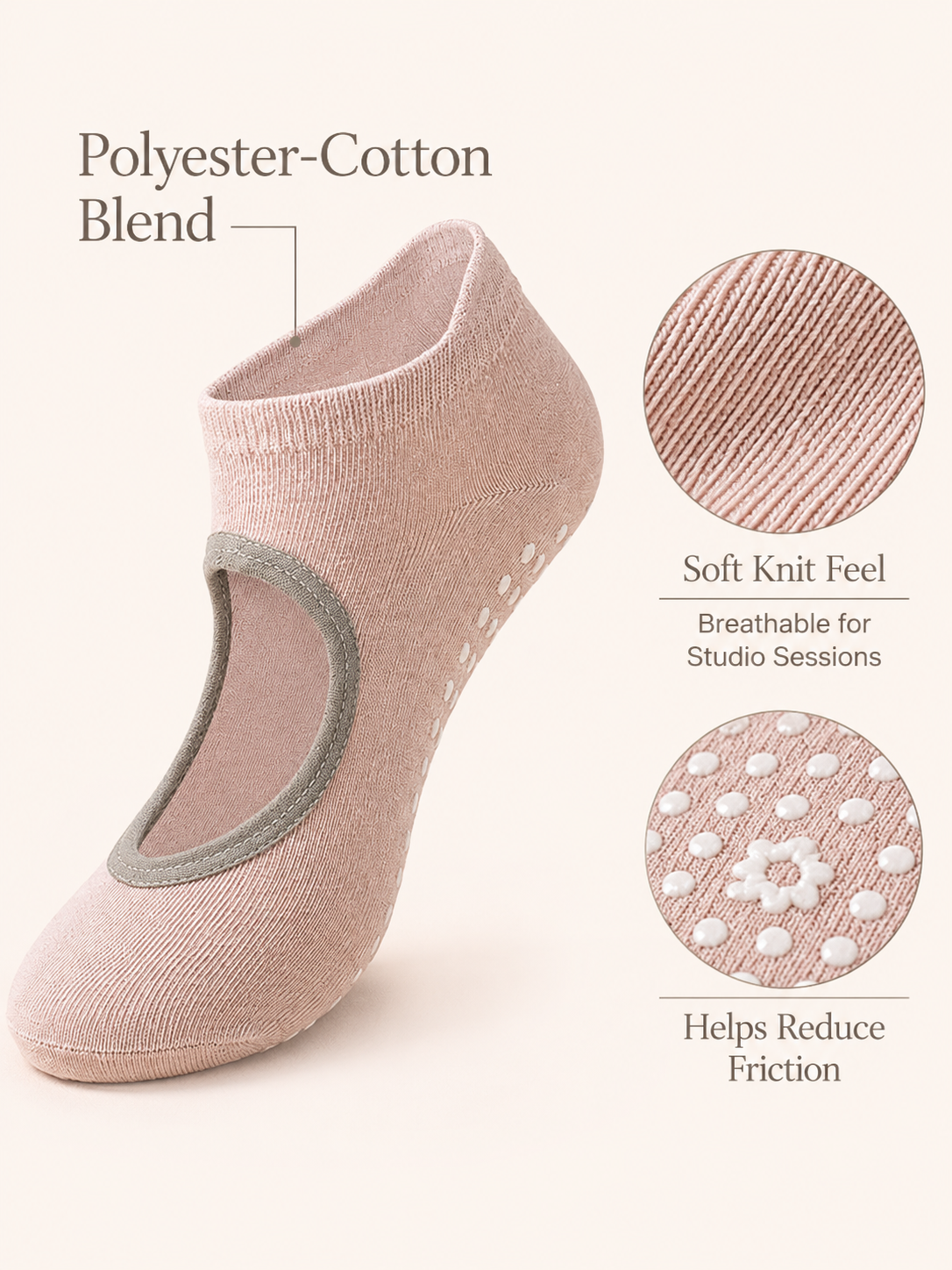 Women's Open Back Non Slip Pilates Socks for Yoga Barre and Studio