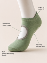 Women's Open Back Non Slip Grip Socks for Yoga Pilates Barre