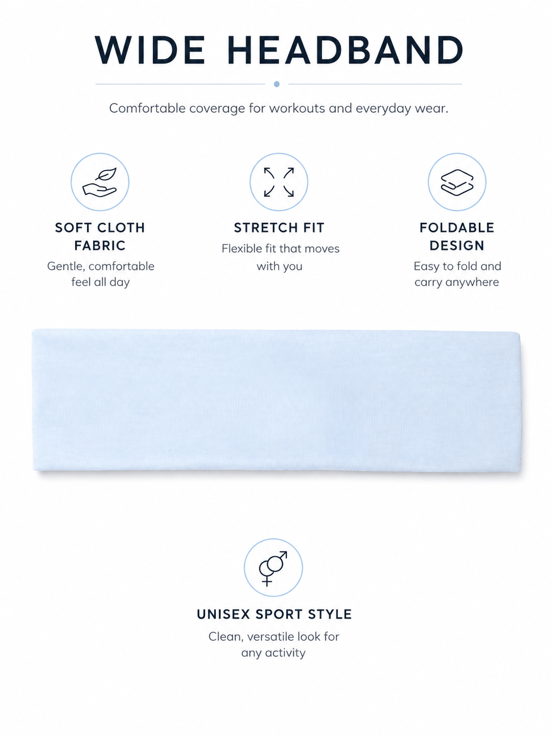 Unisex Soft Stretch Sports Headband for Yoga, Running & Workouts