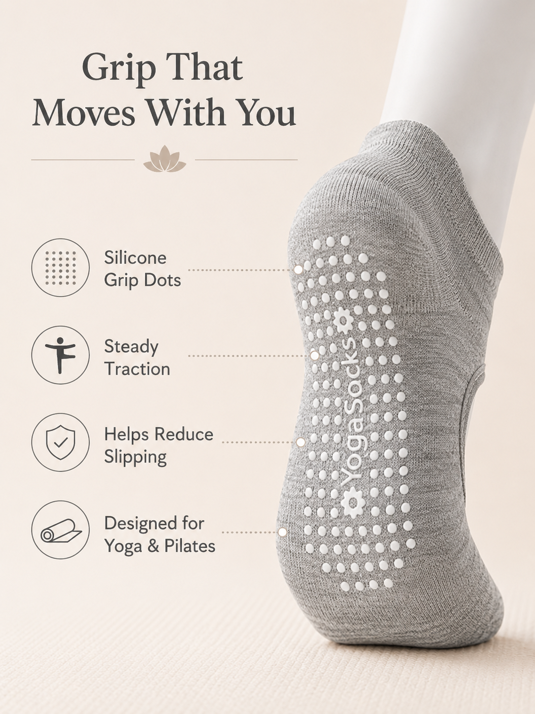 Women's Open Back Non Slip Grip Socks for Yoga Pilates and Barre