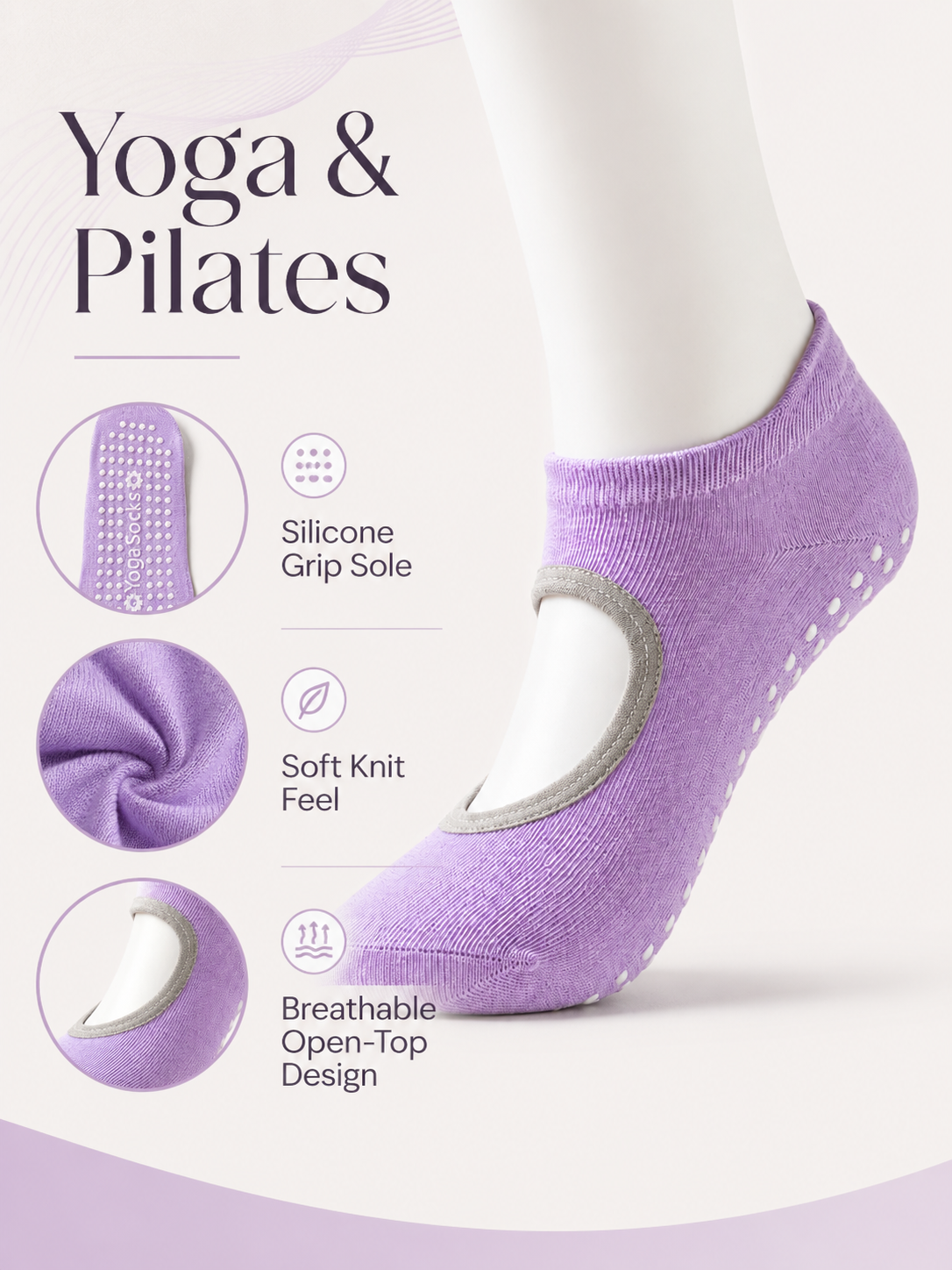 Women's Non Slip Grip Socks for Yoga Pilates and Barre