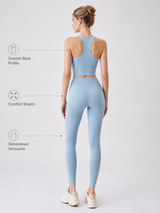 Women's Sleeveless Padded Yoga Set with Full-Length Leggings