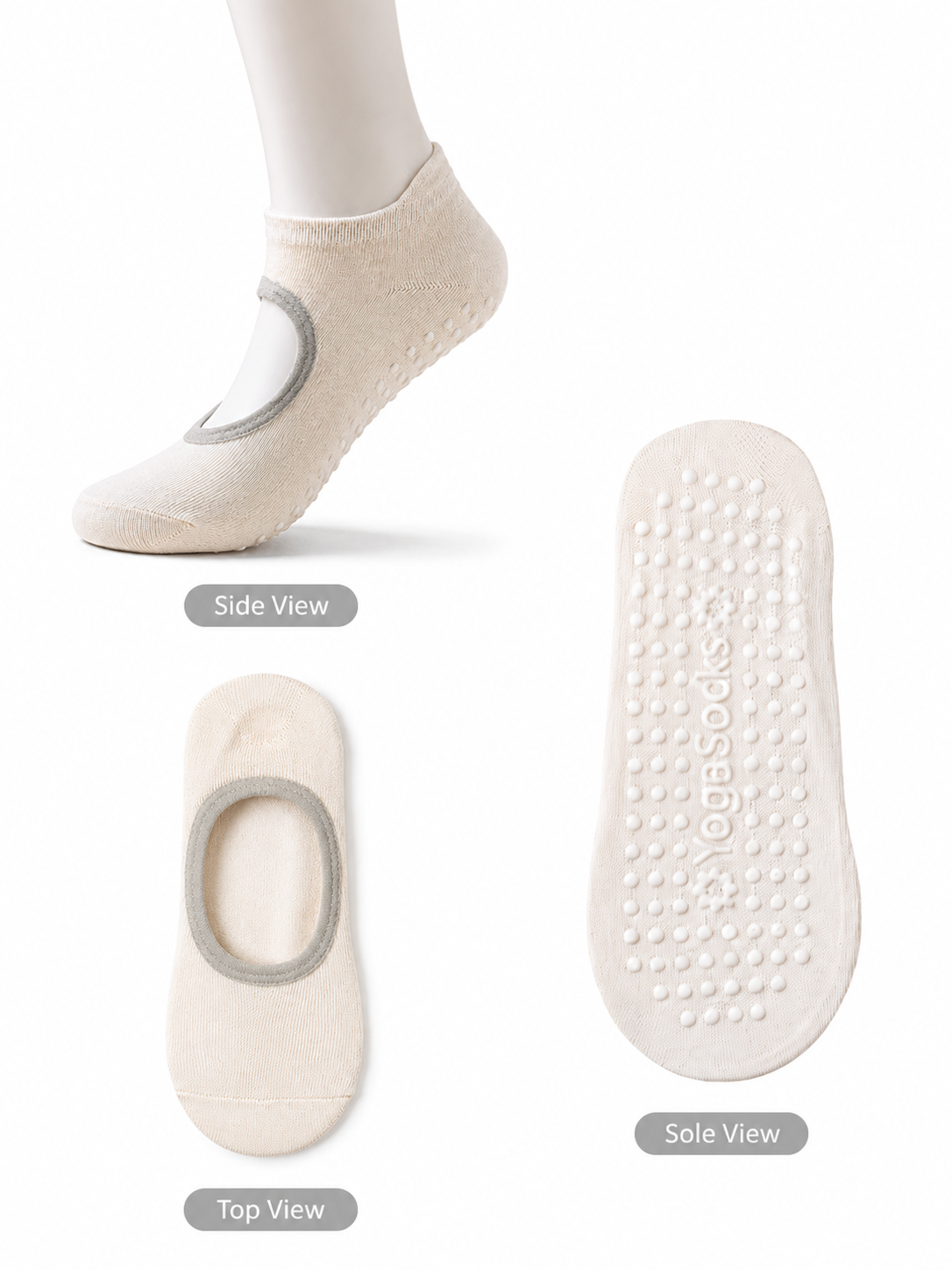 Women's Non Slip Open Back Yoga Socks for Pilates Barre & Studio