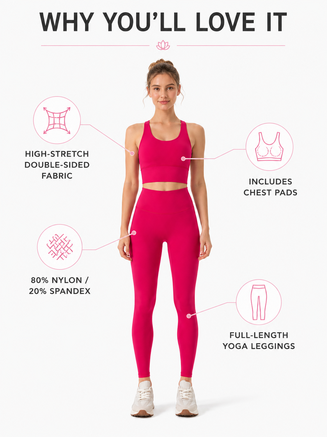 Women's 2 Piece Yoga Set with Leggings & Sports Top for Workouts