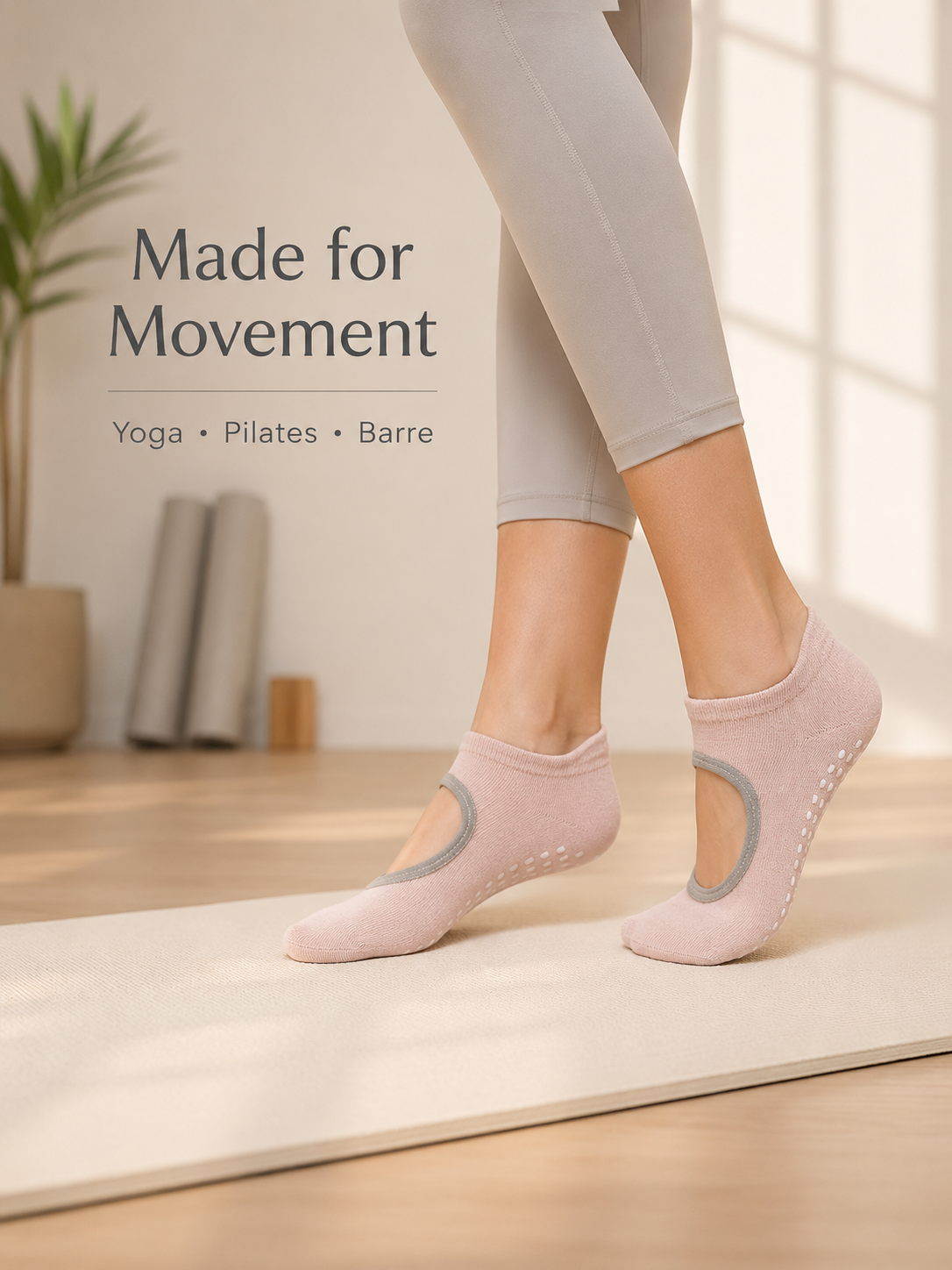Women's Open Back Non Slip Pilates Socks for Yoga Barre and Studio