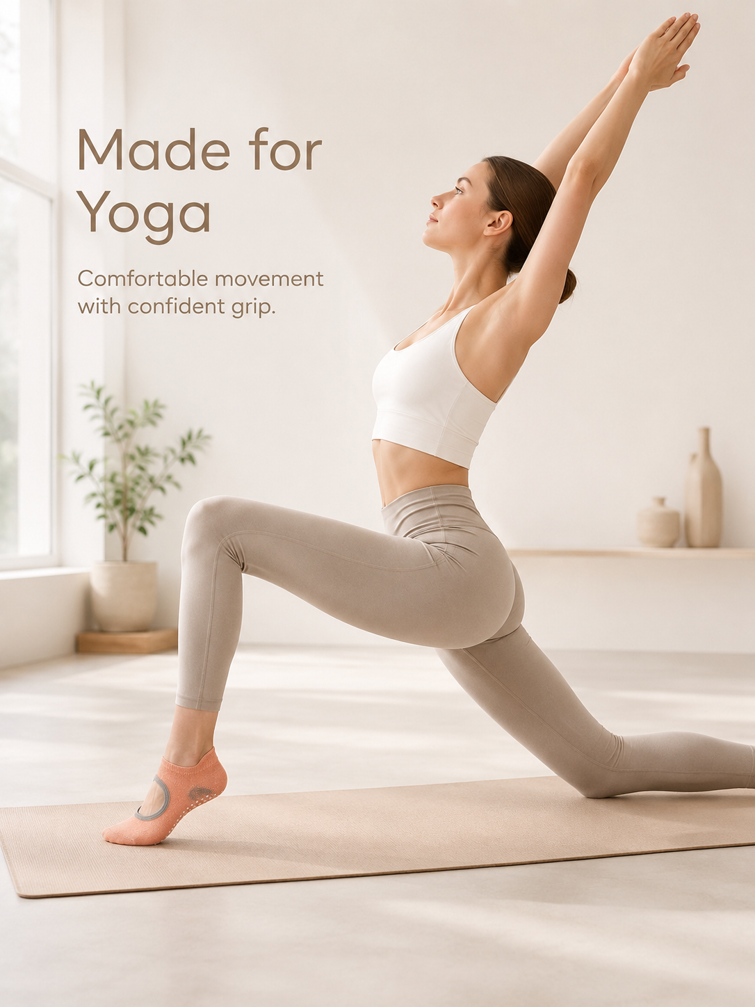 Women's Non-Slip Open Back Grip Socks for Yoga Pilates Barre