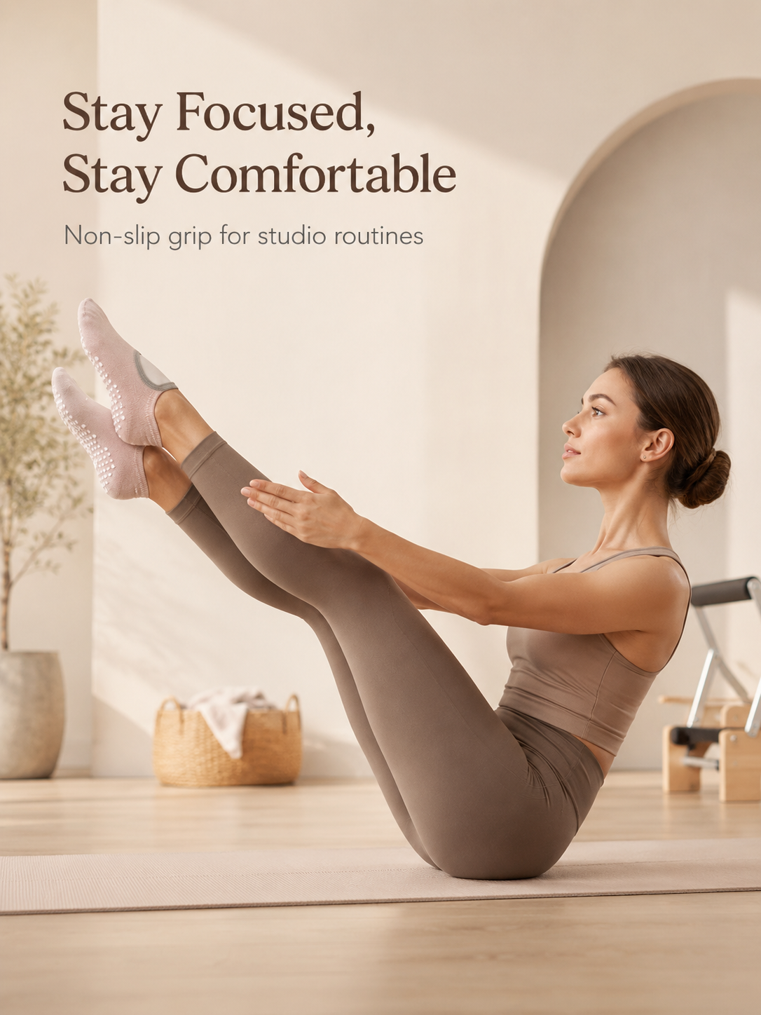 Women's Open Back Non Slip Pilates Socks for Yoga Barre and Studio