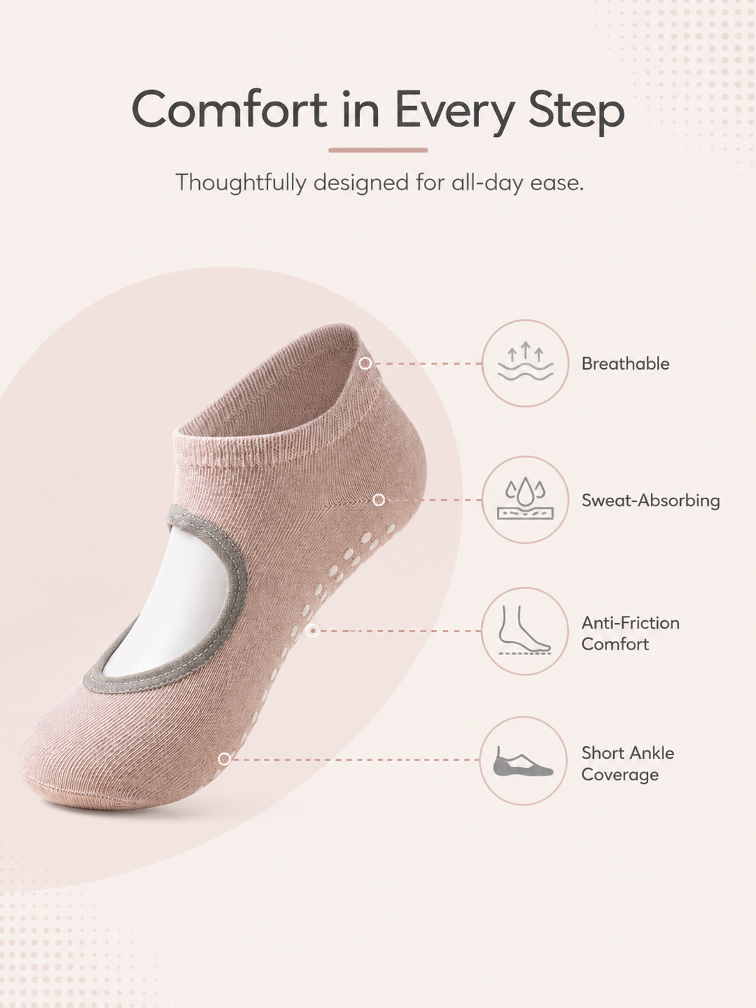 Women's Open Back Non Slip Pilates Socks for Yoga Barre and Studio