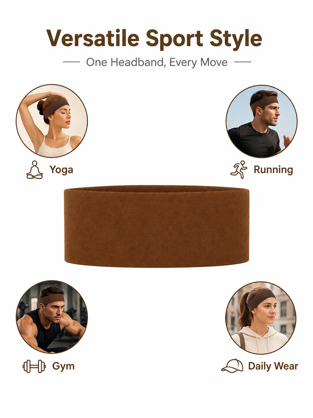 FlexCore Unisex Wide Stretch Sports Headband for Workout Yoga Running