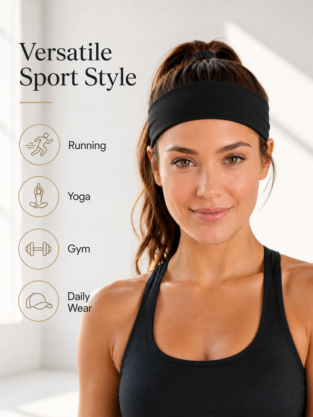 FlexCore Wide Sports Headband for Workouts, Yoga & Running