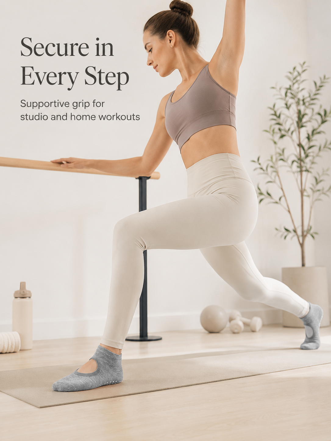 Women's Open Back Non Slip Grip Socks for Yoga Pilates and Barre