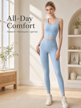 Women's Sleeveless Padded Yoga Set with Full-Length Leggings