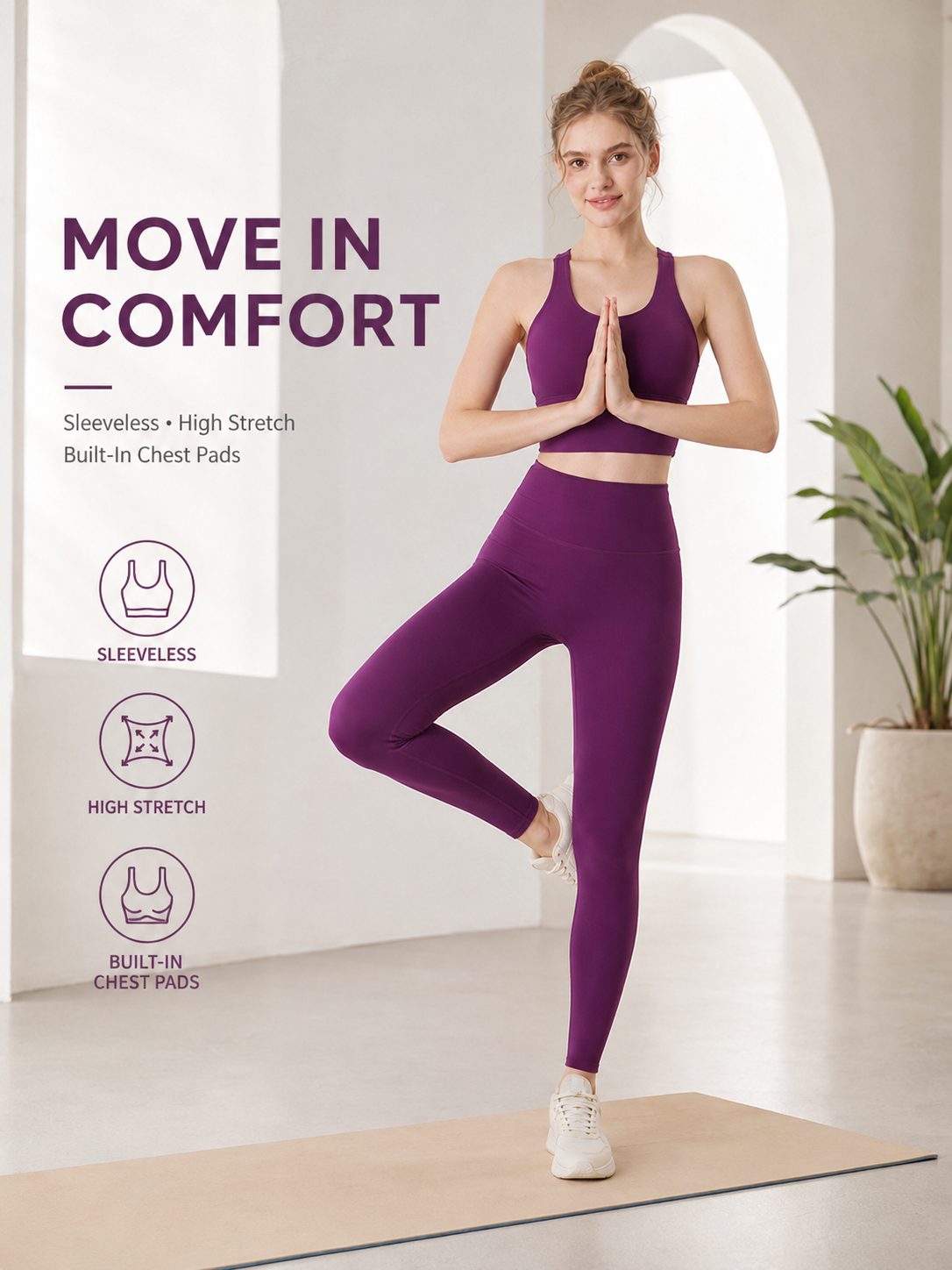 Women's FlowSculpt Padded 2 Piece Yoga Set with Leggings