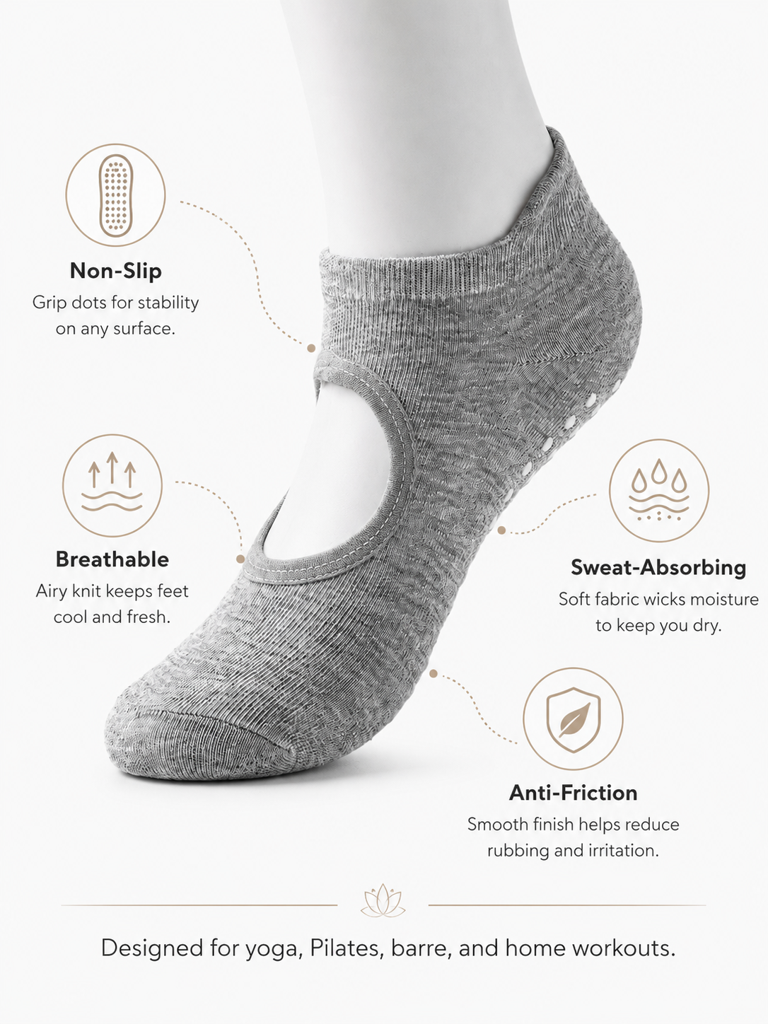 Women's Open Back Non Slip Grip Socks for Yoga Pilates and Barre