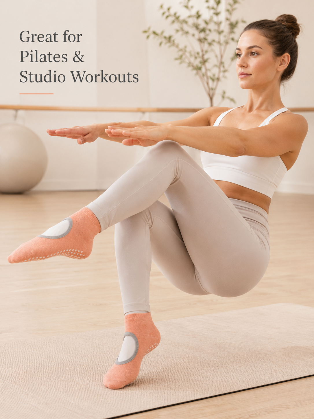 Women's Non-Slip Open Back Grip Socks for Yoga Pilates Barre