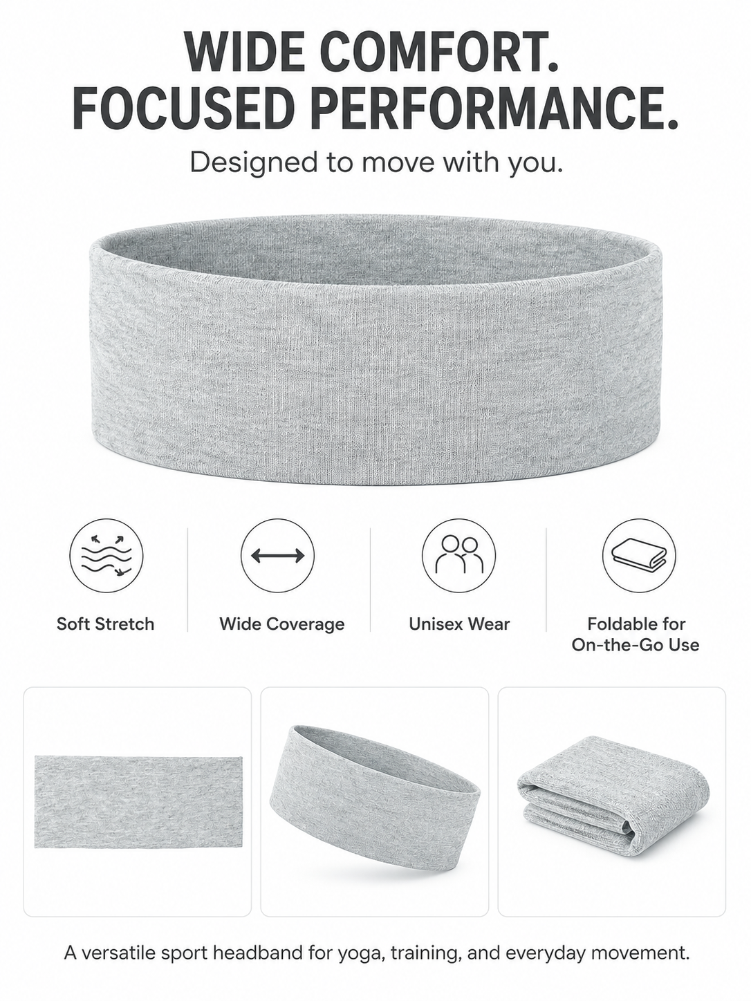 Unisex Wide Cloth Sports Headband for Yoga Running and Workouts