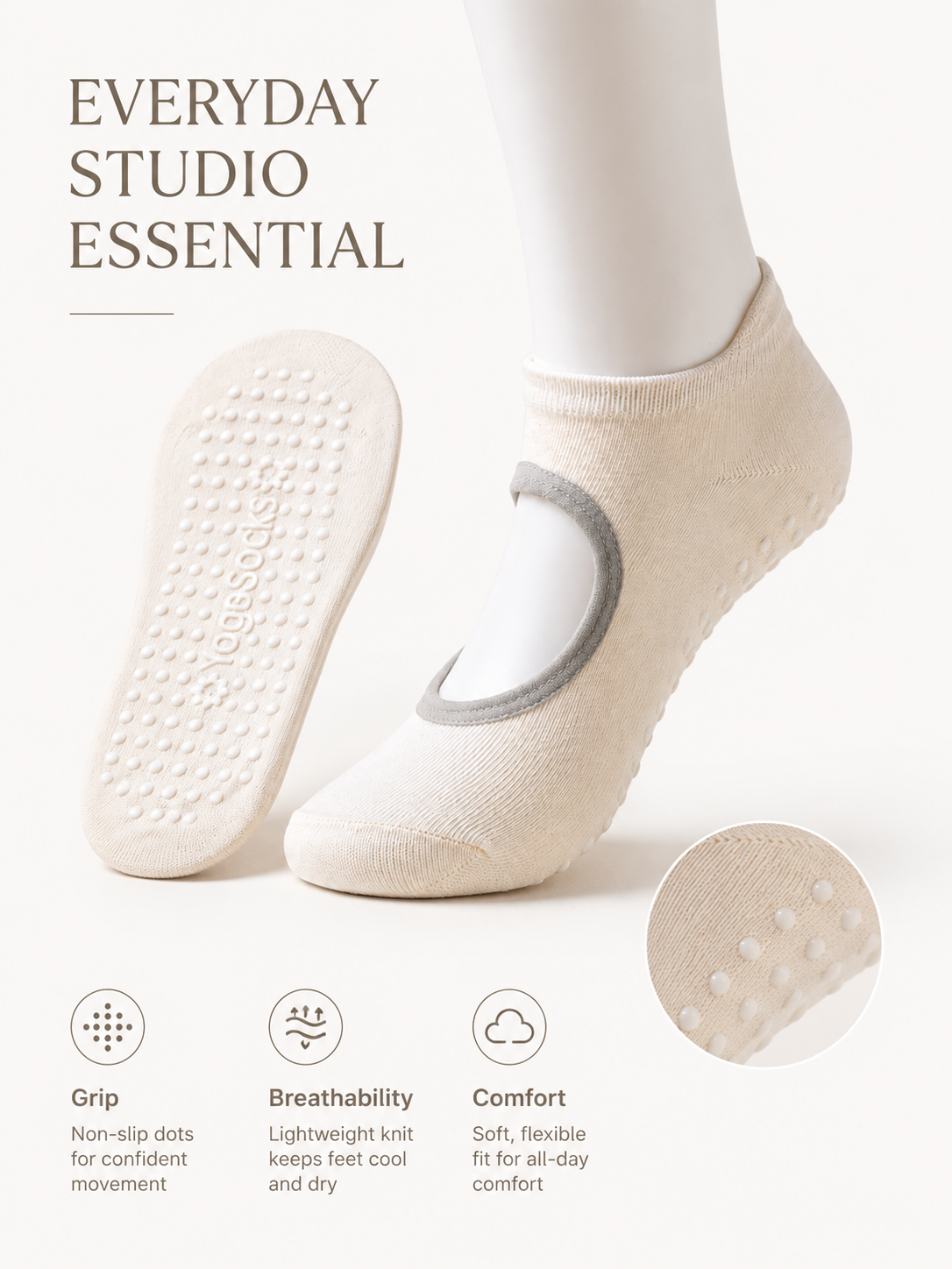 Women's Non Slip Open Back Yoga Socks for Pilates Barre & Studio