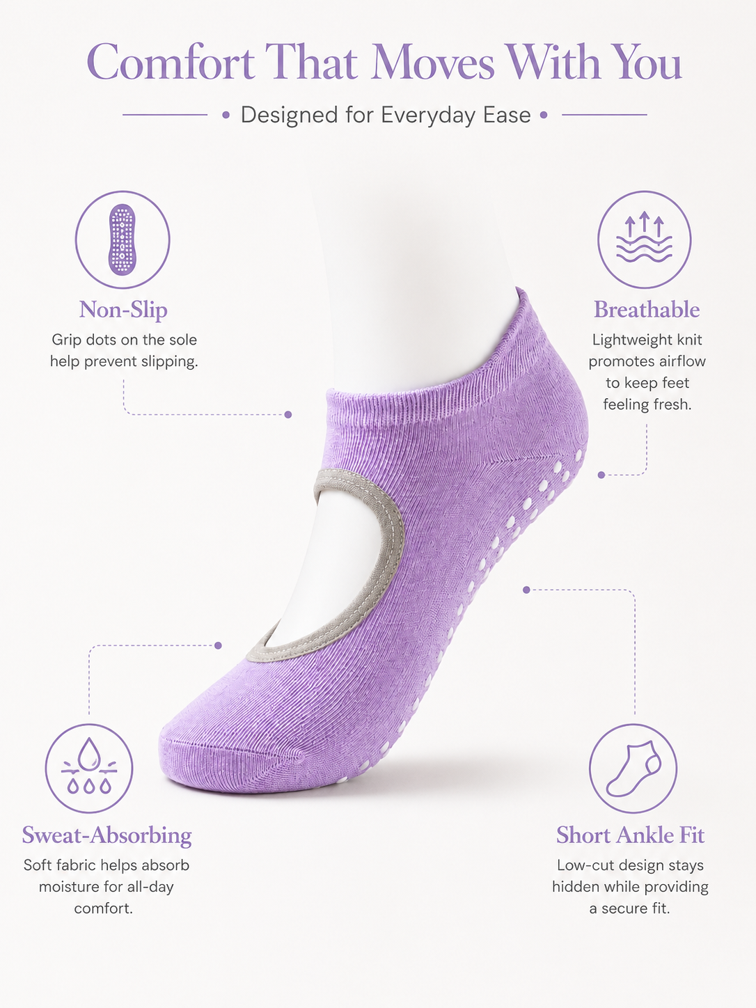 Women's Non Slip Grip Socks for Yoga Pilates and Barre