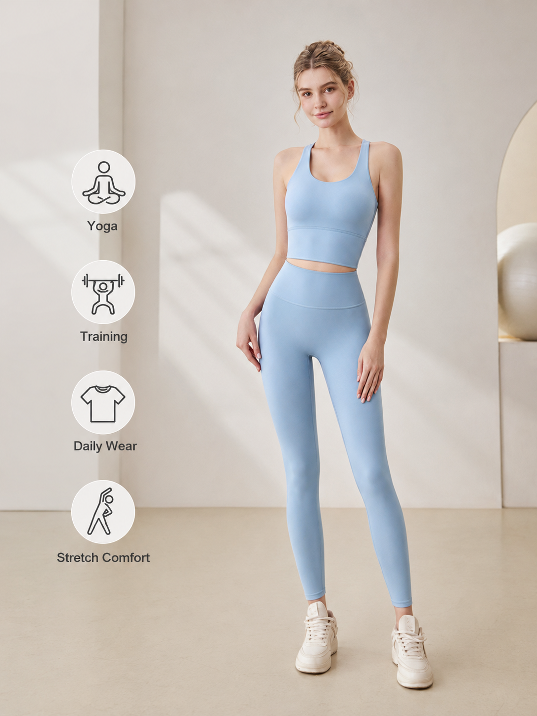 Women's Sleeveless Padded Yoga Set with Full-Length Leggings