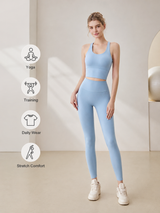 Women's Sleeveless Padded Yoga Set with Full-Length Leggings