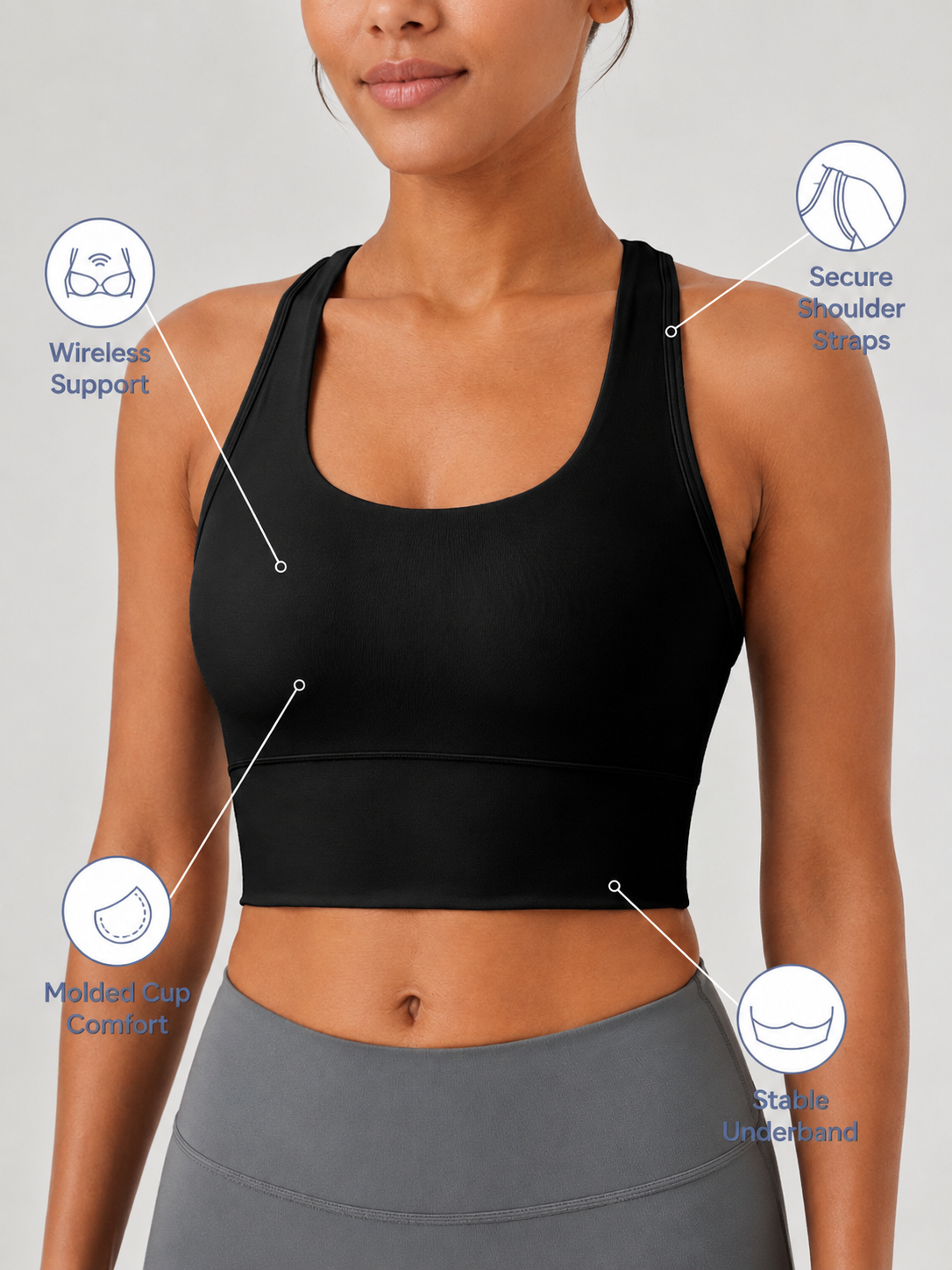 Women's Seamless Longline Sports Bra for Yoga & Training