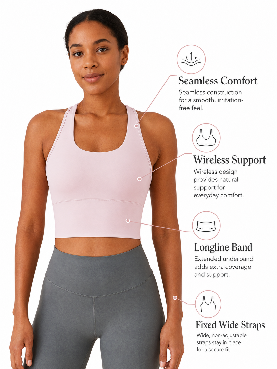 Women's Seamless Longline Sports Bra for Yoga, Training & Athleisure