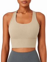 Women's Seamless Longline Sports Bra for Yoga Workout & Everyday Comfort