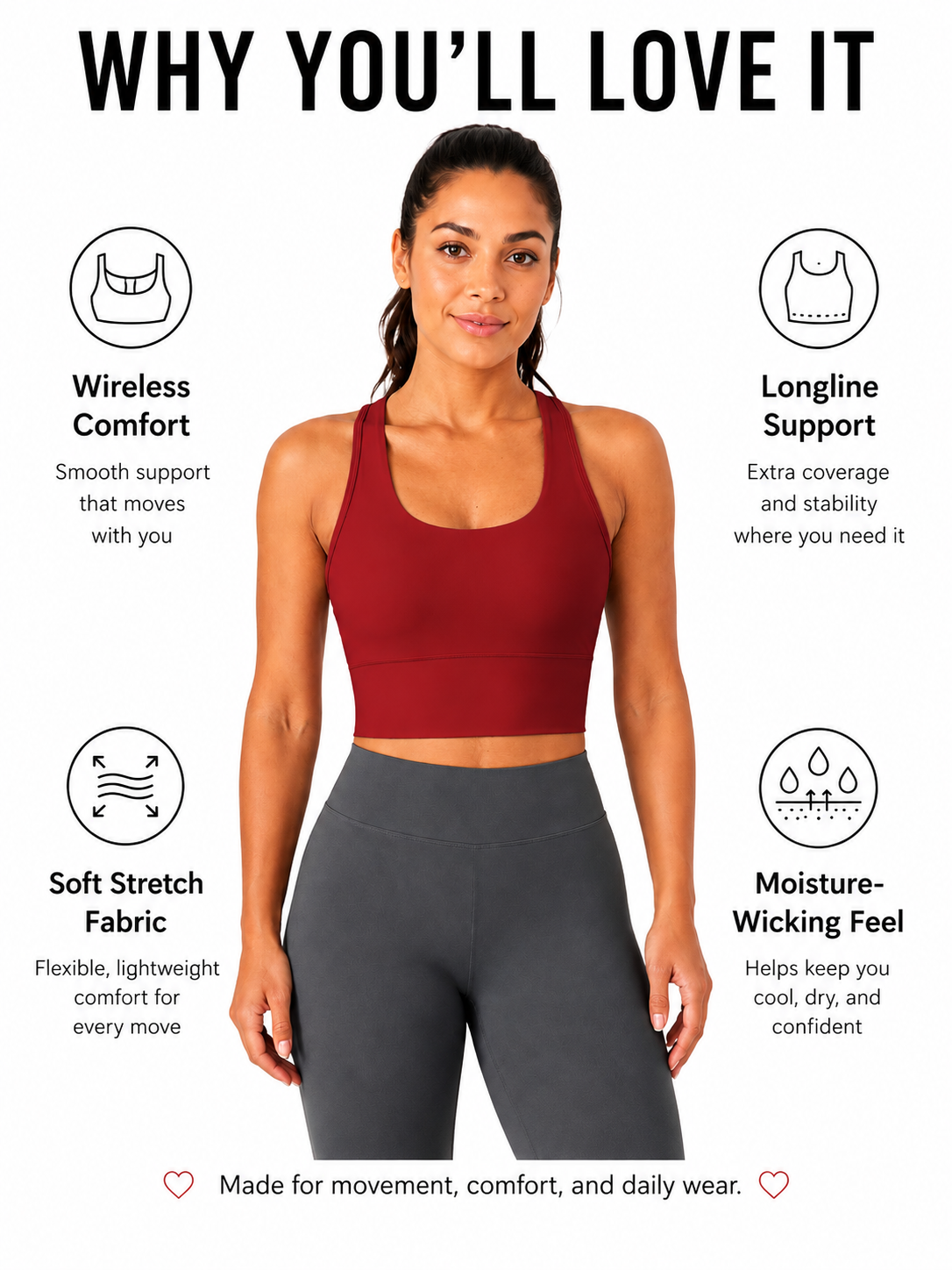 Women's SculptFlex Seamless Longline Sports Bra for Yoga & Training
