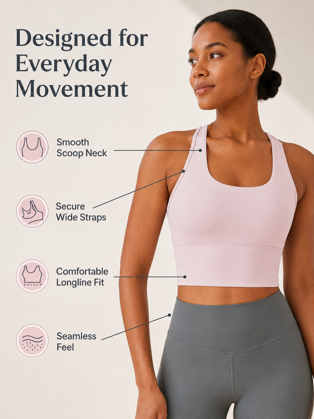 Women's Seamless Longline Sports Bra for Yoga, Training & Athleisure