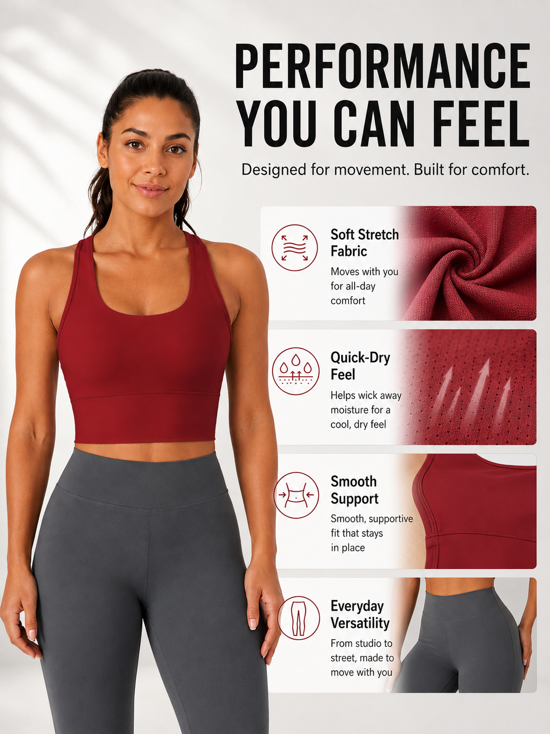 Women's SculptFlex Seamless Longline Sports Bra for Yoga & Training