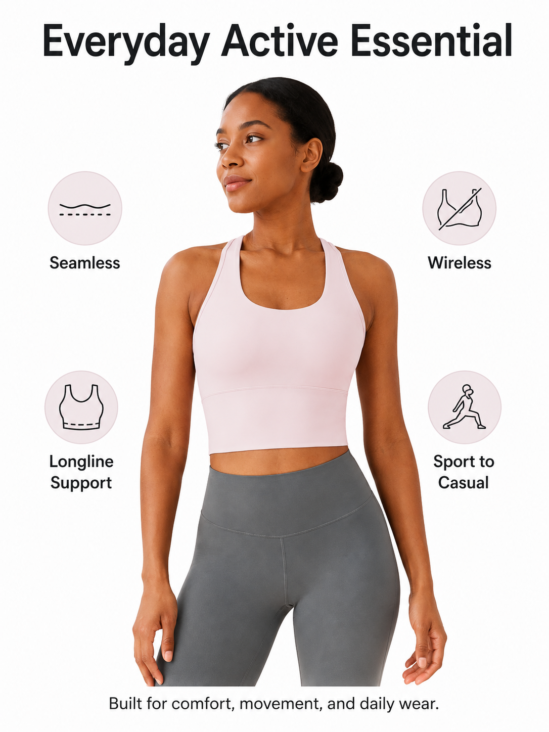 Women's Seamless Longline Sports Bra for Yoga, Training & Athleisure