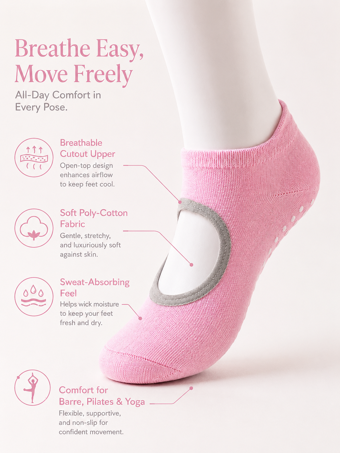 Women's Non-Slip Grip Socks for Pilates Yoga and Barre Workouts