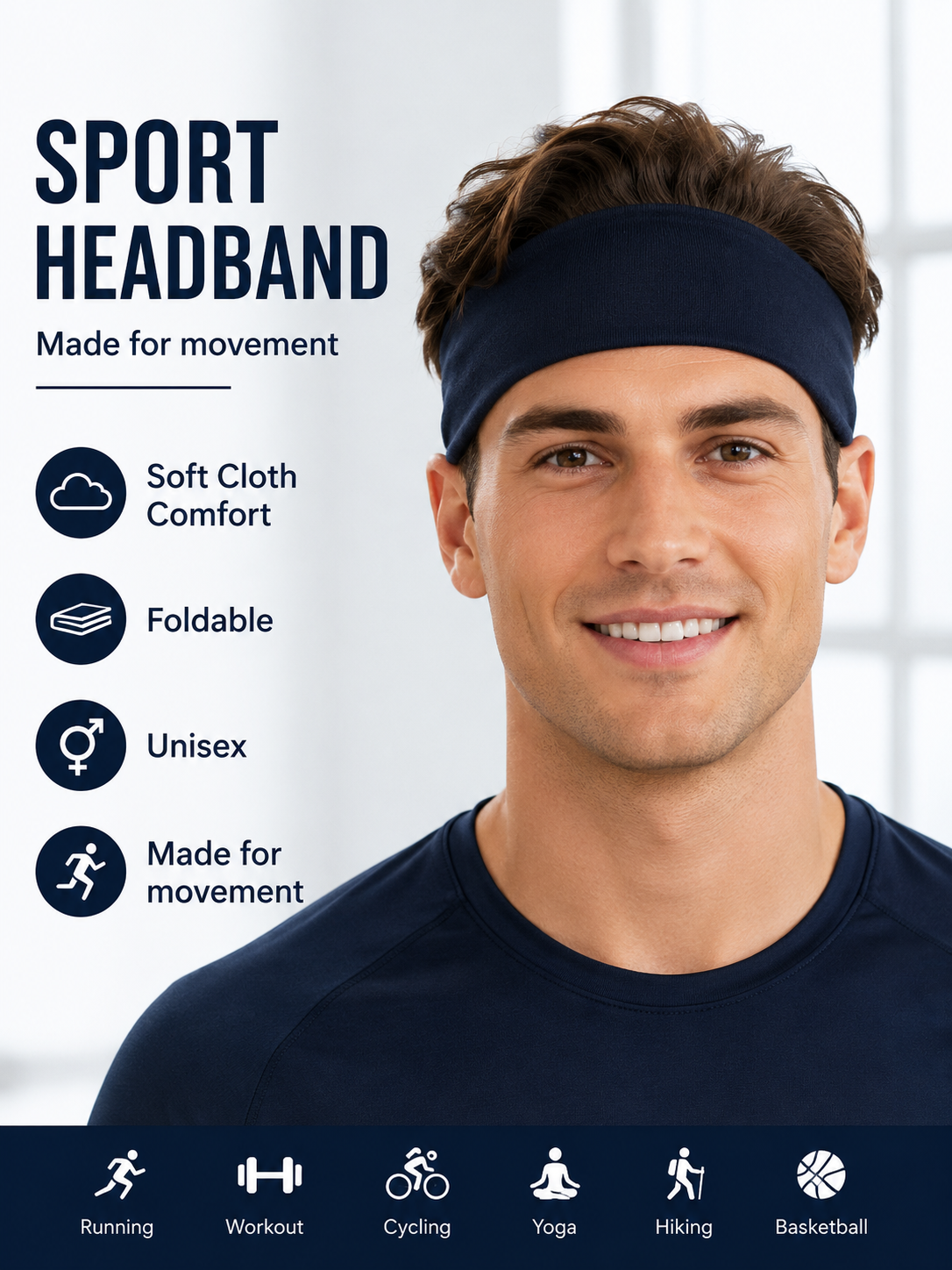 Women's Wide Sports Headband for Yoga Running and Workouts